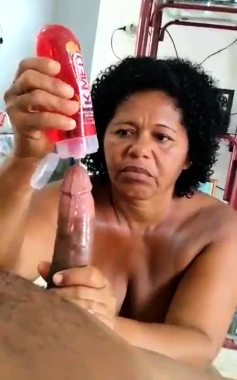 Black On Black Granny Porn - Voluptuous Ebony Granny Jerks Off A Big Black Cock In POV Video at Porn Lib